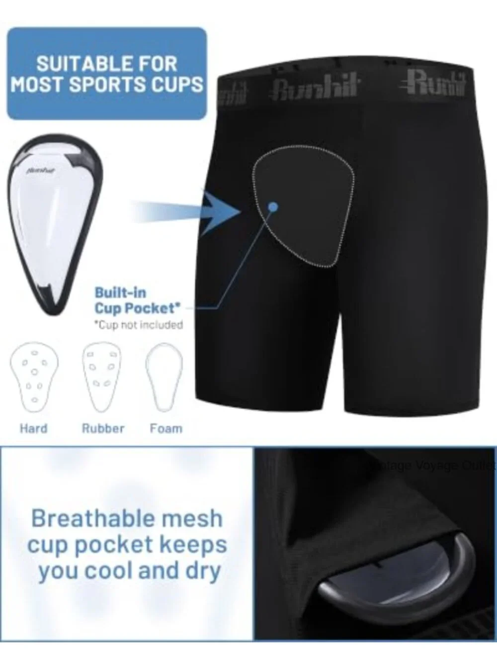 Mens Compression Shorts with Cup Pocket Athletic Supporter for Baseball Football